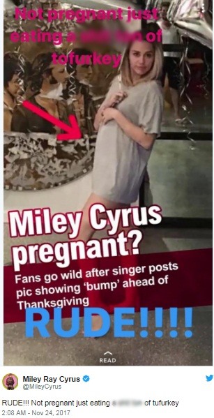 Miley phủ nhận tin đồn mang bầu