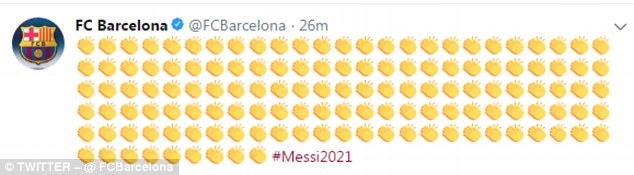 Trang Twitter của Barca đăng dòng trạng thái thông báo tin vui.
