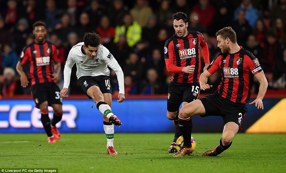 Coutinho đã mở đầu cho chiến thắng của Liverpool trước Bournemouth. Ảnh: Getty Images.