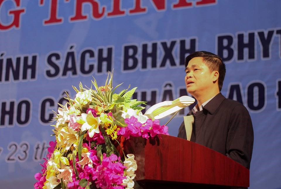 Ông Ngọ Duy Hiểu - Đại biểu Quốc hội, Ủy viên Đoàn Chủ tịch, Trưởng Ban Quan hệ Tổng LĐLĐ Việt Nam phát biểu tại chương trình. Ảnh Trần Vương