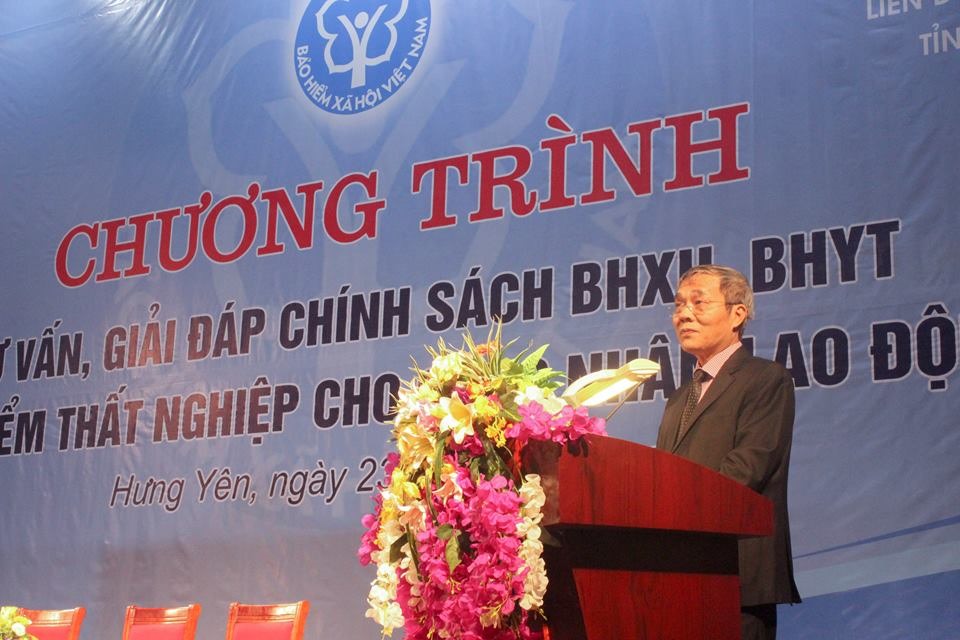  Ông Phạm Lương Sơn - Phó Tổng Giám đốc Bảo hiểm xã hội Việt Nam phát biểu tại chương trình. Ảnh Trần Vương