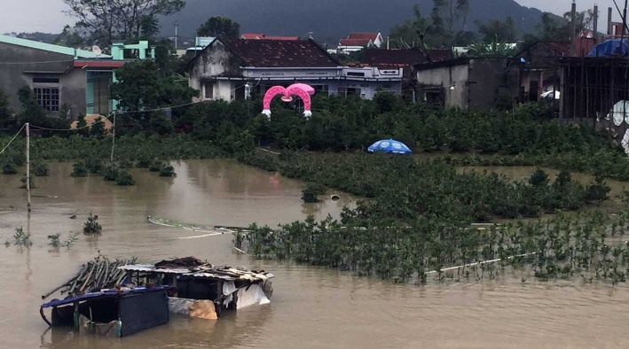 Ngập lụt tại thị xã An Nhơn. Ảnh: X.N