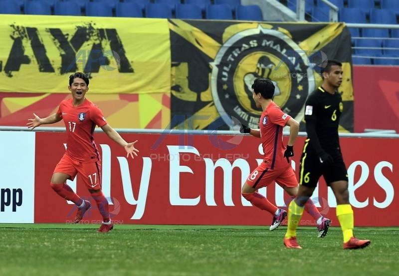 Phải rất vất vả, U23 Hàn Quốc mới có thể giành chiến thắng trước U23 Malaysia. Ảnh: AFC