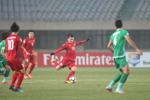 U23 Việt Nam vượt qua đối thủ Iraq để vào chơi trận bén kết giải U23 Châu Á, một kì tích lịch sử mới cho bóng đá Việt Nam. Ảnh: 24h. com.vn