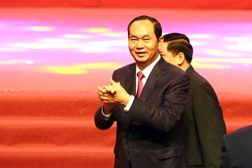 Chủ tịch Nước Trần Đại Quang đến tham dự lễ tuyên dương. Ảnh: Sơn Tùng.
