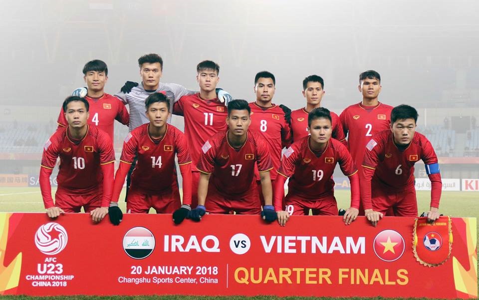 Đội hình chính của U23 Việt Nam trong trận gặp U23 Iraq. Ảnh: VFF.