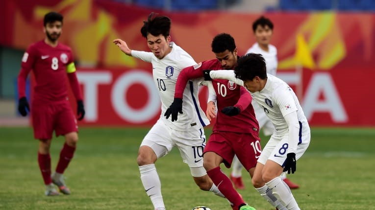Đấu pháp hợp lí đã giúp U23 Qatar đòi lại món nợ thua trong trận bán kết cách đây 2 năm tại U23 Hàn Quốc cũng ở sân chơi này. Ảnh: AFC