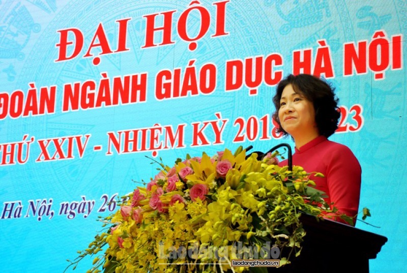 Đồng chí Trần Thị Thu Hà - Chủ tịch CĐ ngành Giáo dục Hà Nội khóa XXIV, nhiệm kỳ 2018 - 2023