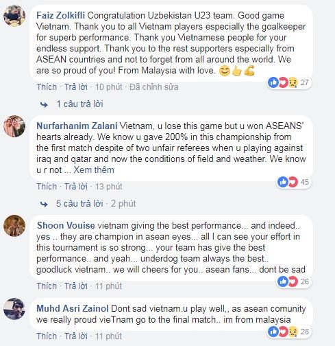 Sau trận đấu giữa U23 Việt Nam và U23 Uzbekistan, người hâm mộ chia sẻ trên mạng xã hội của AFC. Ảnh chụp màn hình. 