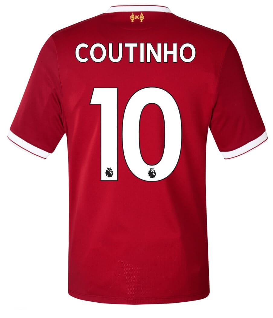 Mẫu áo đấu chính thức của Coutinho trong màu áo Liverpool mùa giải năm nay. Ảnh: Liverpoolfc.com.