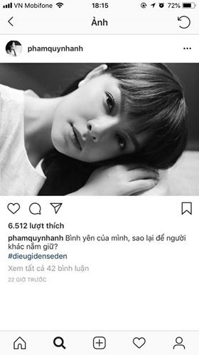 Dòng chia sẻ trên Instagram của ca sĩ Phạm Quỳnh Anh.