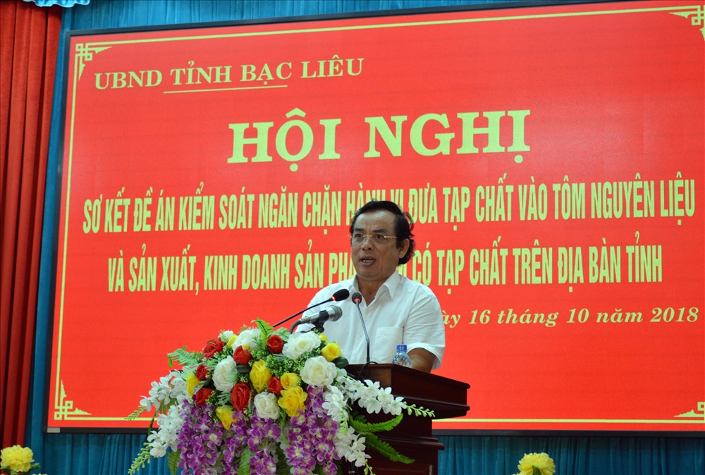Chủ tịch UBND tỉnh Bạc Liêu Dương Thành Trung phát biểu tại sơ kết đề án (Nhật Hồ)
