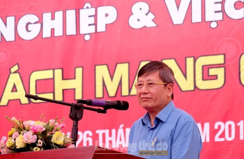 Ông Trần Thanh Hải - Phó Chủ tịch thường trực Tổng LĐLĐ Việt Nam phát biểu tại Ngày hội. Ảnh LĐTĐ