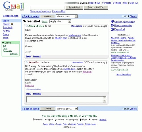 Ngày 1.4.2004 Google công bố Gmail.