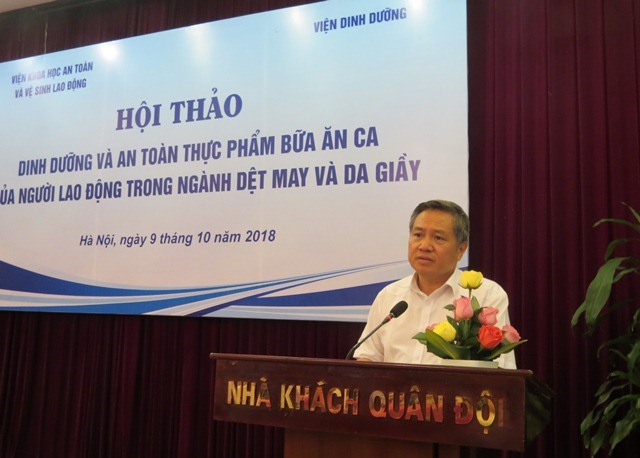 TS. Đỗ Trần Hải - Viện trưởng Viện Khoa học An toàn và vệ sinh lao động phát biểu khai mạc hội thảo. Ảnh: Xuân Trường