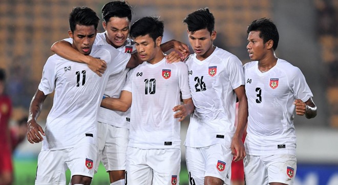 Myanmar có 2 cuộc lội ngược dòng liên tiếp trước Campuchia và Lào. Ảnh: AFF Suzuki Cup.