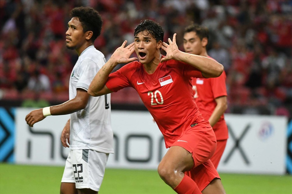 Singapore kịp thời tích lũy thêm 3 điểm trước Timor-Leste. Ảnh: AFF Suzuki Cup.