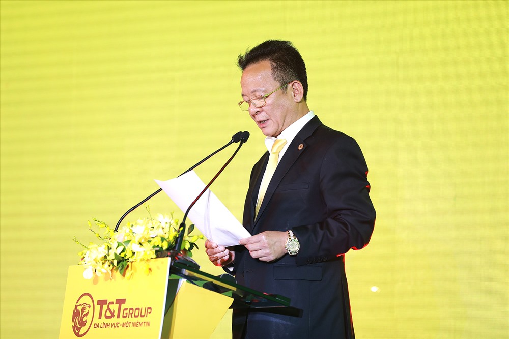 Ông Đỗ Quang Hiển, Chủ tịch HĐQT kiêm Tổng Giám đốc Tập đoàn T&T Group phát biểu tại buổi lễ