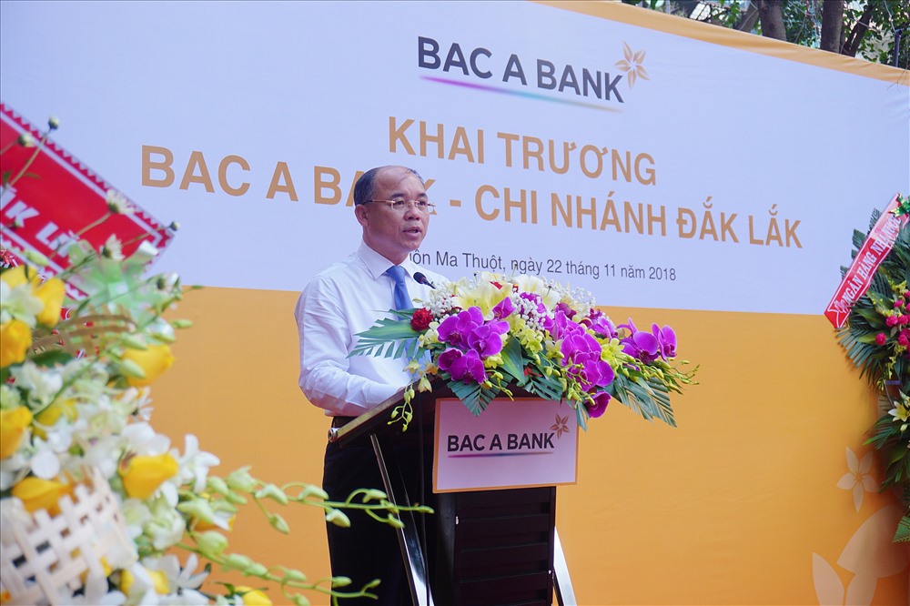 Ông Trương Công Thái, Phó Bí Thư Thành uỷ - Chủ tịch UBND Thành phố Buôn Ma Thuột phát biểu chào mừng BAB mở chi nhánh tại Đắk Lắk