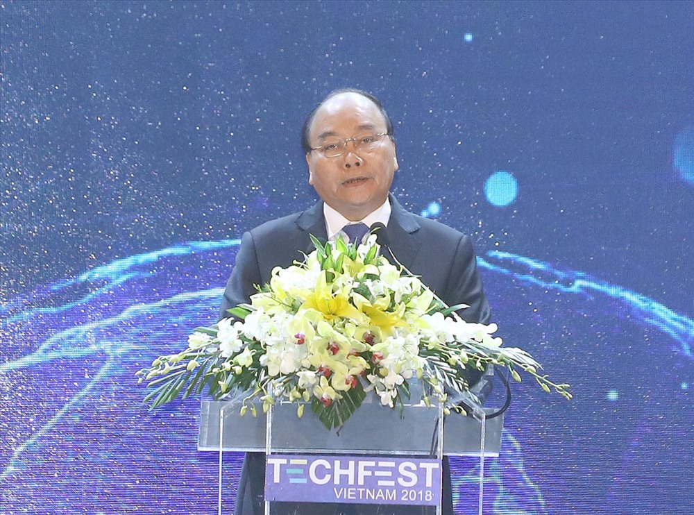 Thủ tướng Nguyễn Xuân Phúc phát biểu tại  Ngày hội khởi nghiệp đổi mới sáng tạo quốc gia.
