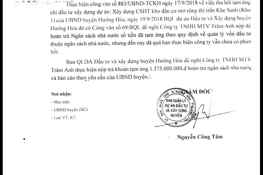 Hàng tỷ đồng của ngân sách bị Ban QLDA do ông Nguyễn Công Tâm làm giám đốc “giao cho nhà thầu” nhưng không thi công... Ảnh: T.L