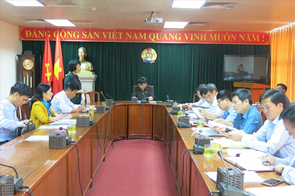 Đồng chí Phạm Thị Phúc phát biểu tại buổi làm việc. 