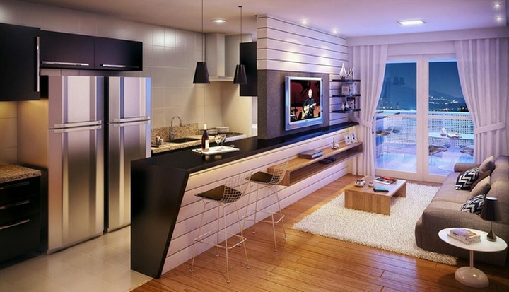 50 Mẫu thiết kế phòng khách liền bếp  thiết kế nội thất thông dụng