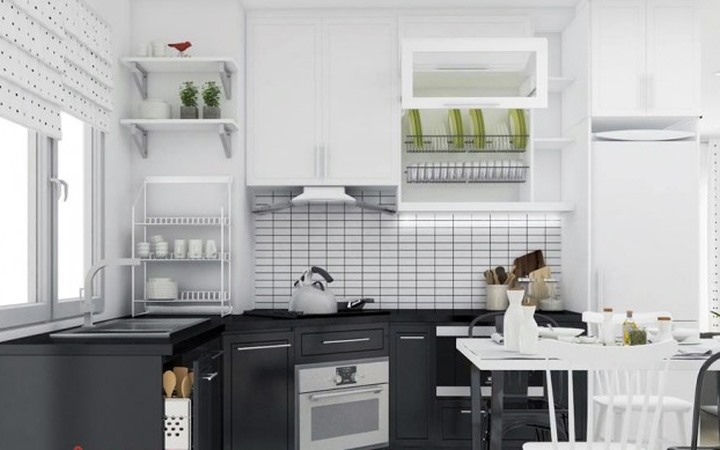 Phòng bếp nhỏ thường tận dụng tối đa các diện tích, kể cả góc chết.