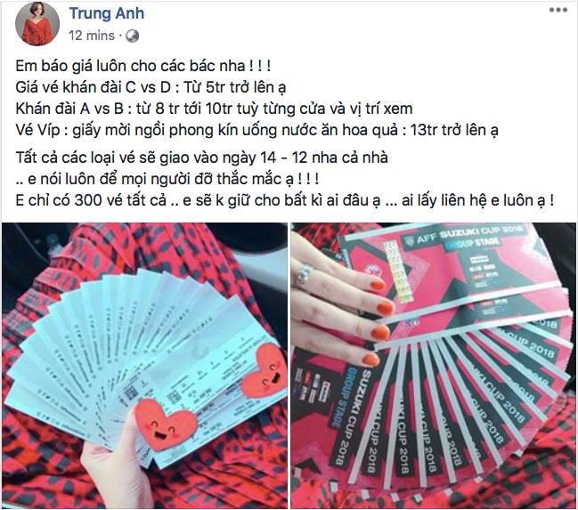 Một tài khoản Facebook công khai đăng tải việc bán vé với “giá cắt cổ“, thậm chí khẳng định sở hữu đến 300 vé trong khi đó VFF quy định mỗi người chỉ được mua 2 vé.