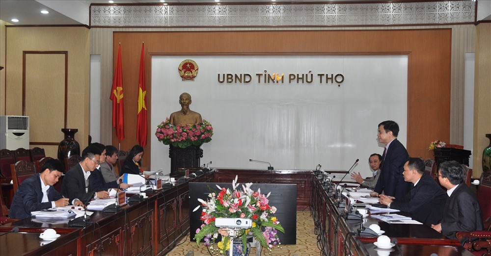 Ông Nguyễn Thanh Hải, Phó Chủ tịch UBND tỉnh Phú Thọ phát biểu tại buổi làm việc. 