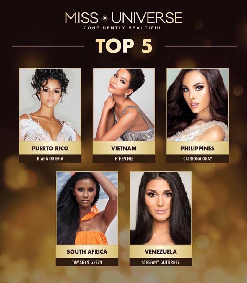 Top 5 Miss Universe 2018.