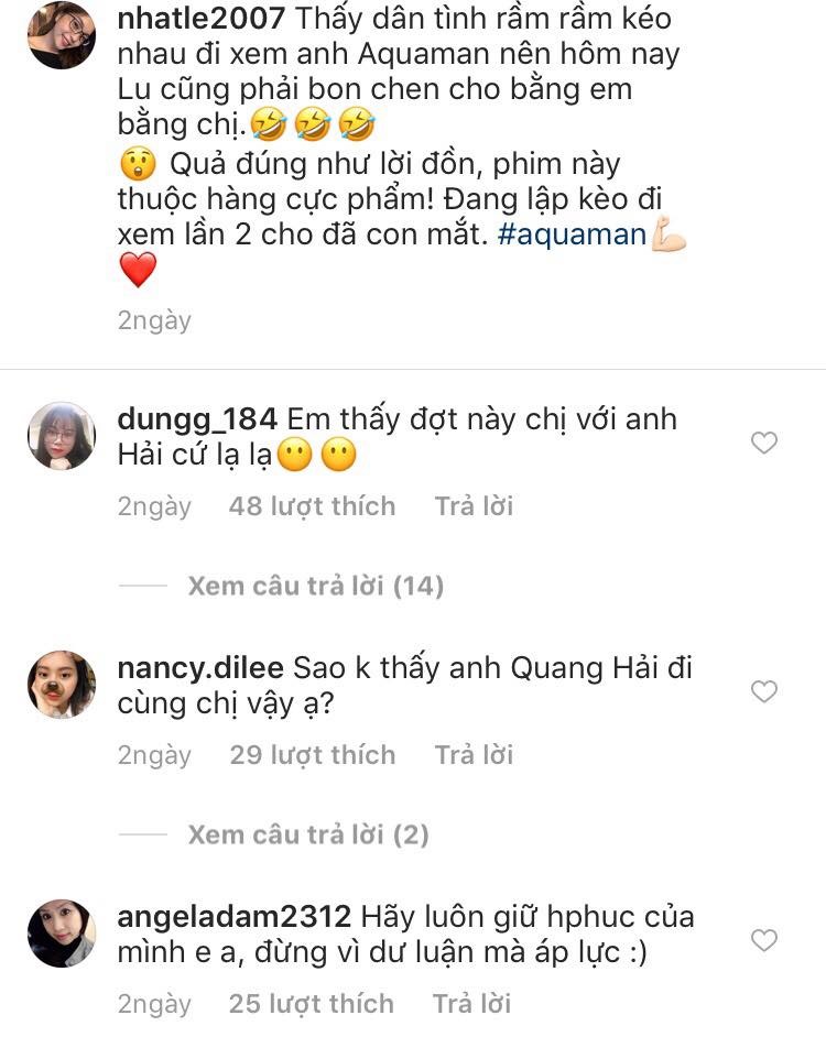 Những câu hỏi của fan hâm mộ đặt ra trên trang cá nhân Instagram của bạn gái Quang Hải.