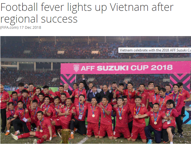 Bài viết về ĐT Việt Nam trên trang chủ FIFA.