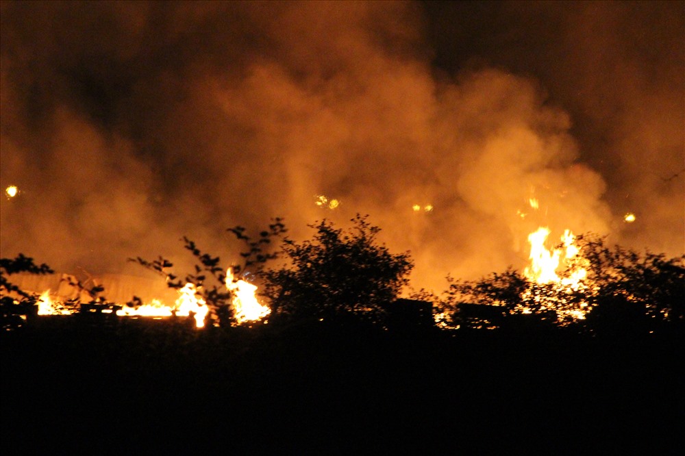 Hàng chục chiến sĩ dập lủa thâu đêm tại đám cháy ở công ty sản xuất palett gỗ
