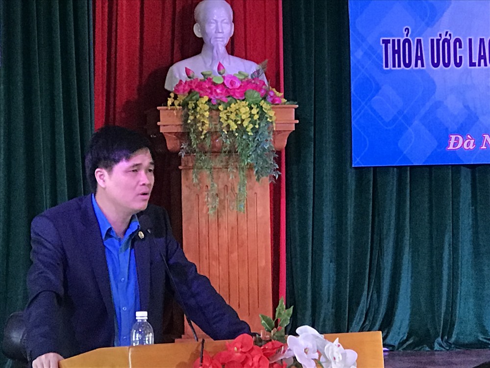 Đồng chí Ngọ Duy Hiểu - Phó Chủ tịch Tổng LĐLĐ Việt Nam phát biểu chỉ đạo tại lễ ký kết. Ảnh: H.V.M