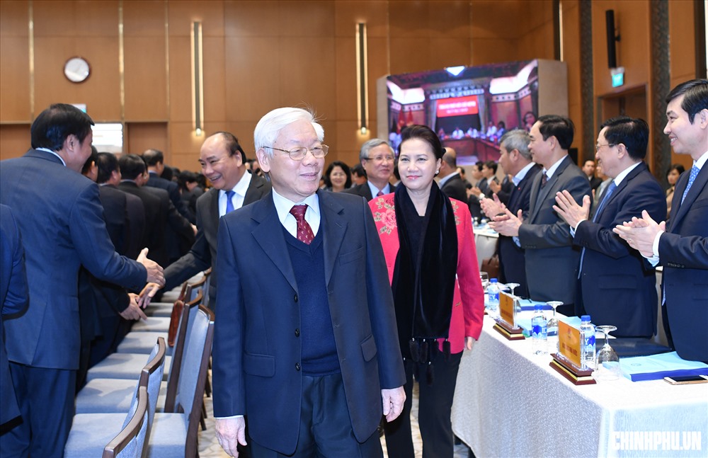 Lãnh đạo Đảng, Nhà nước tham dự Hội nghị. Ảnh: VGP/Quang Hiếu
