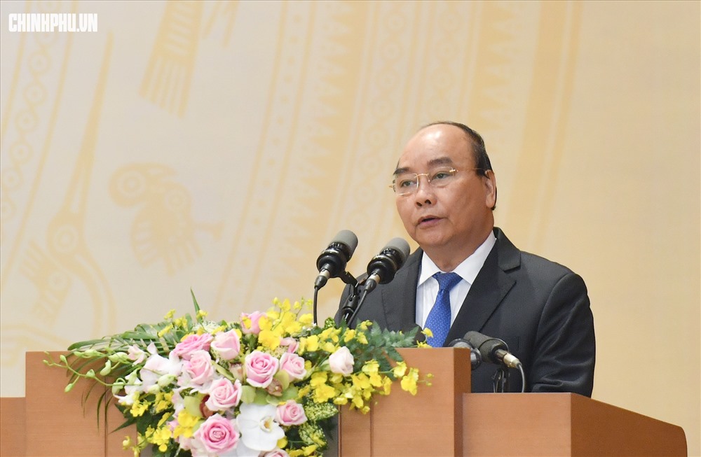 Thủ tướng Chính phủ Nguyễn Xuân Phúc phát biểu. Ảnh: VGP/Quang Hiếu