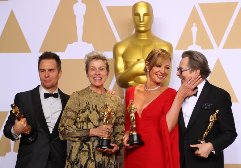Sam Rockwell, Frances McDormand, Allison Janney và Gary Oldman (Từ trái sang phải) là những người chiến thắng tại Oscar 2018.