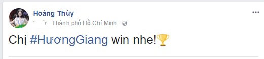 Hoàng Thùy nhanh chóng cập nhật kết quả của cuộc thi.