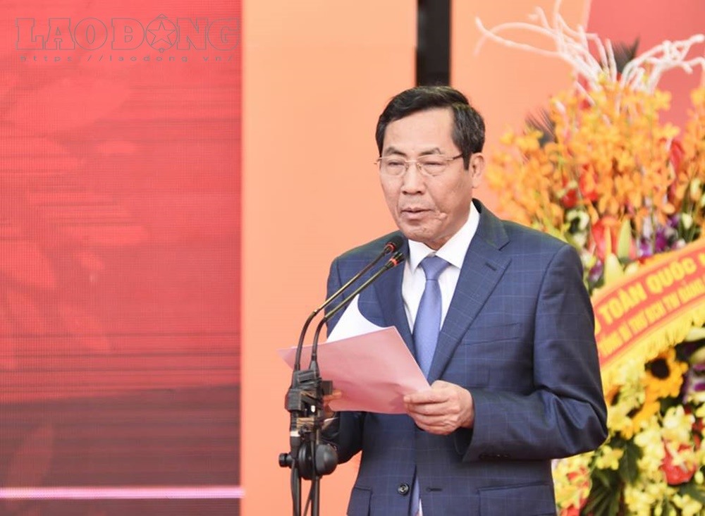 Nhà báo Thuận Hữu phát biểu khai mạc Hội báo toàn quốc 2018.