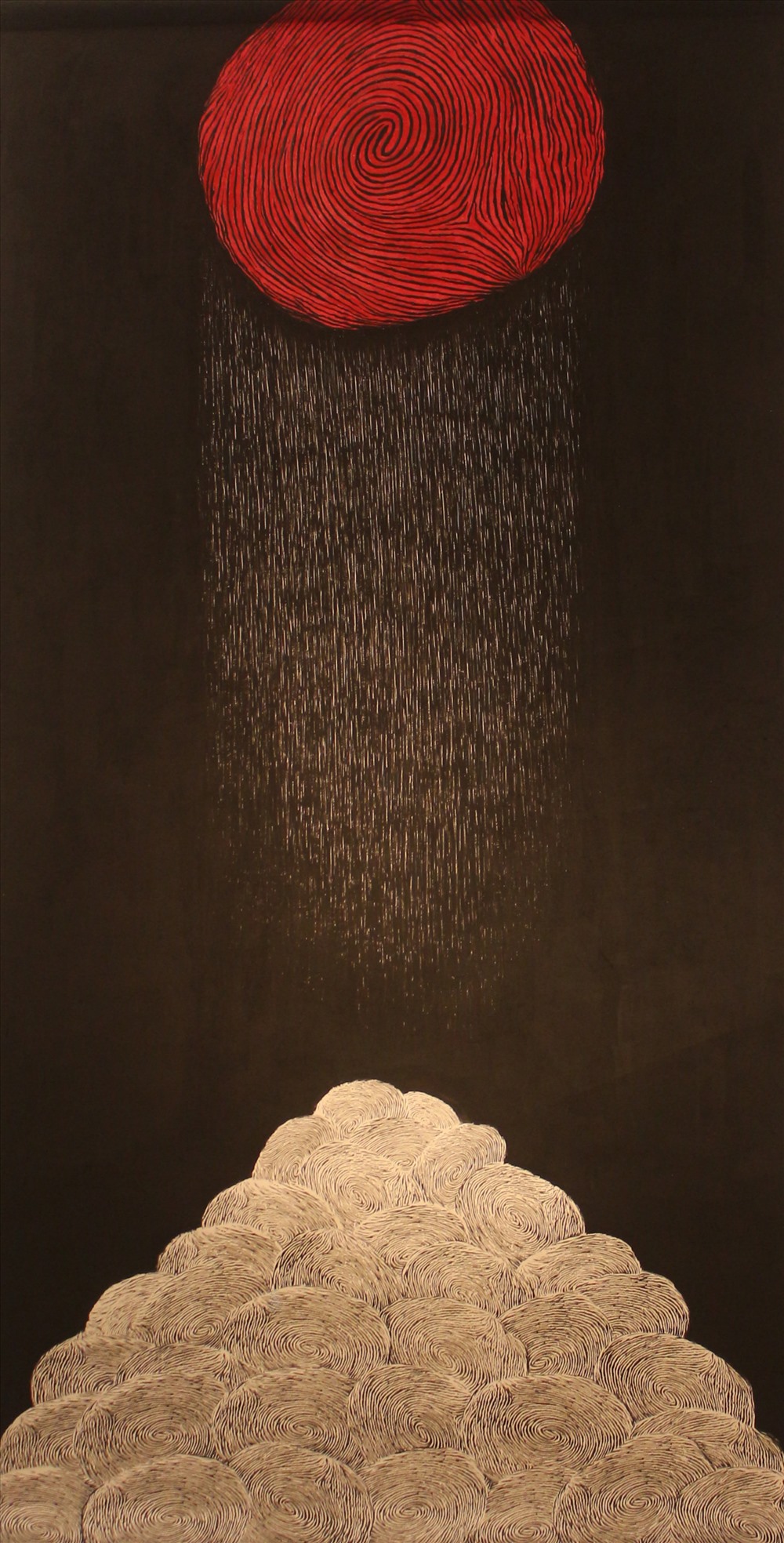 Tác phẩm “Cõi”, khắc gỗ độc bản 2015.
