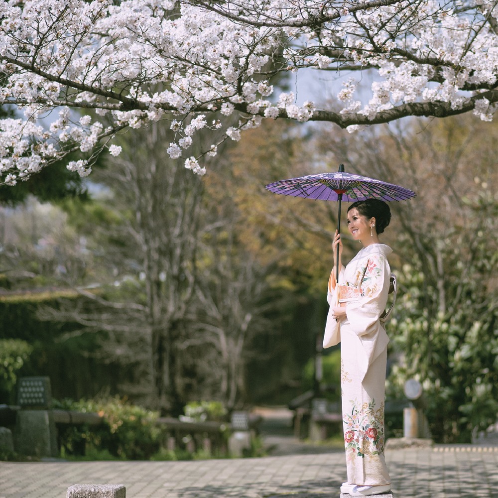 “Người lữ khách may mắn” - Diva Hồng Nhung đã “hóa thân” thành cô gái Nhật Bản truyền thống qua bàn tay tài hoa của nghệ nhân mặc Kimono, cô Fumoko Suzuki, salon EMBELLIR. Một kỷ niệm không thể quên.