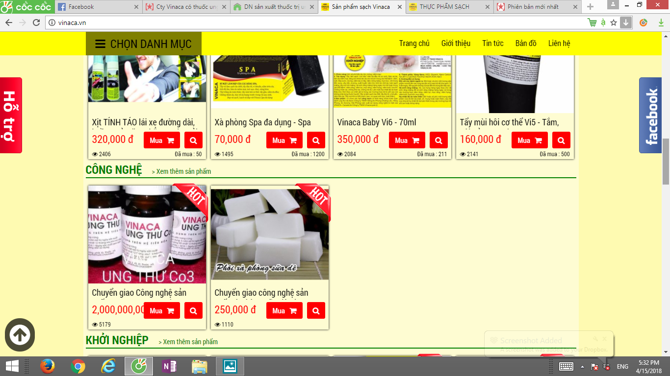 Các sản phẩm của Vinaca bày bán trên mạng (Ảnh: T.L)