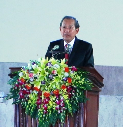 Phó Thủ tướng Trương Hòa Bình phát biểu tại lễ kỷ niệm. Ảnh: NT