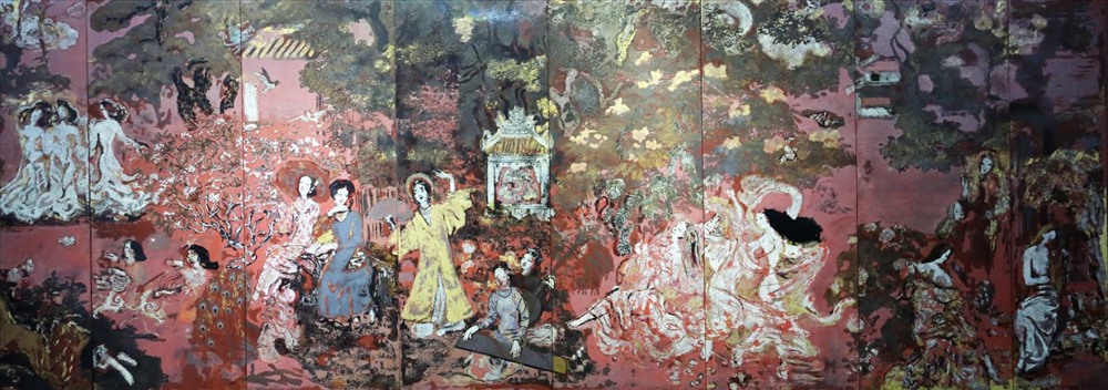 Tác phẩm Vườn xuân Trung Nam Bắc của danh họa Nguyễn Gia Trí (1908-1993) sáng tác từ 1969-1988, trưng bày vĩnh viễn tại Bảo tàng Mỹ thuật TPHCM. Ảnh : NGỌC TIẾN