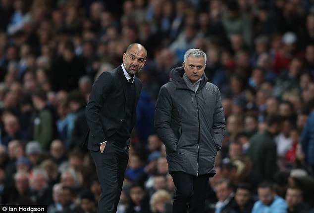 Pep Guardiola và Jose Mourinho lại chạm mặt trong một trận cầu quyết định. Ảnh: Daily Mail.