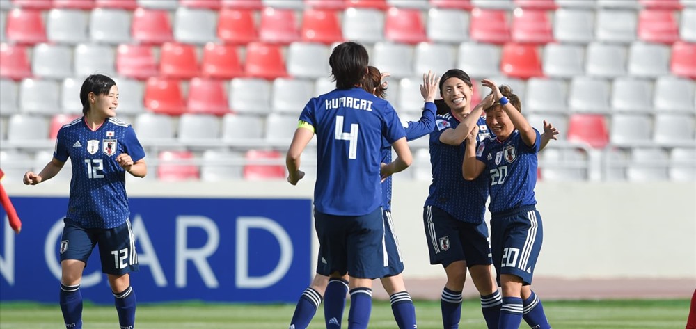 ĐT nữ Nhật Bản thể hiện sức mạnh vượt trội so với ĐT nữ Việt Nam. Ảnh: AFC