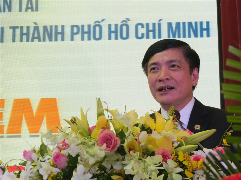 Chủ tịch Tổng LĐLĐ VN Bùi Văn Cường bày tỏ sự tin tưởng đối với thầy cô trường ĐH GTVT TPHCM để đưa trường tiếp tục phát triển