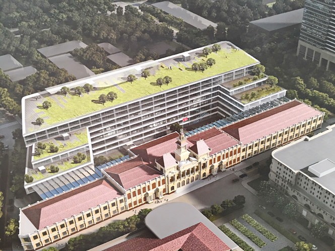 Phối cảnh tổng thể công trình xây dựng mở rộng, nâng cấp trụ sở HĐND - UBND TPHCM