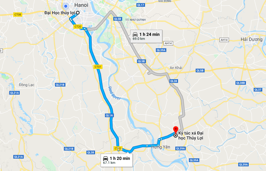Đại học Thủy Lợi - Cơ sở Phố Hiến (Tiên Lữ, Hưng Yên) cách trụ sở chính của nhà trường (phố Tây Sơn, Đống Đa, Hà Nội) chừng 70km và 1,5 giờ chạy xe.
